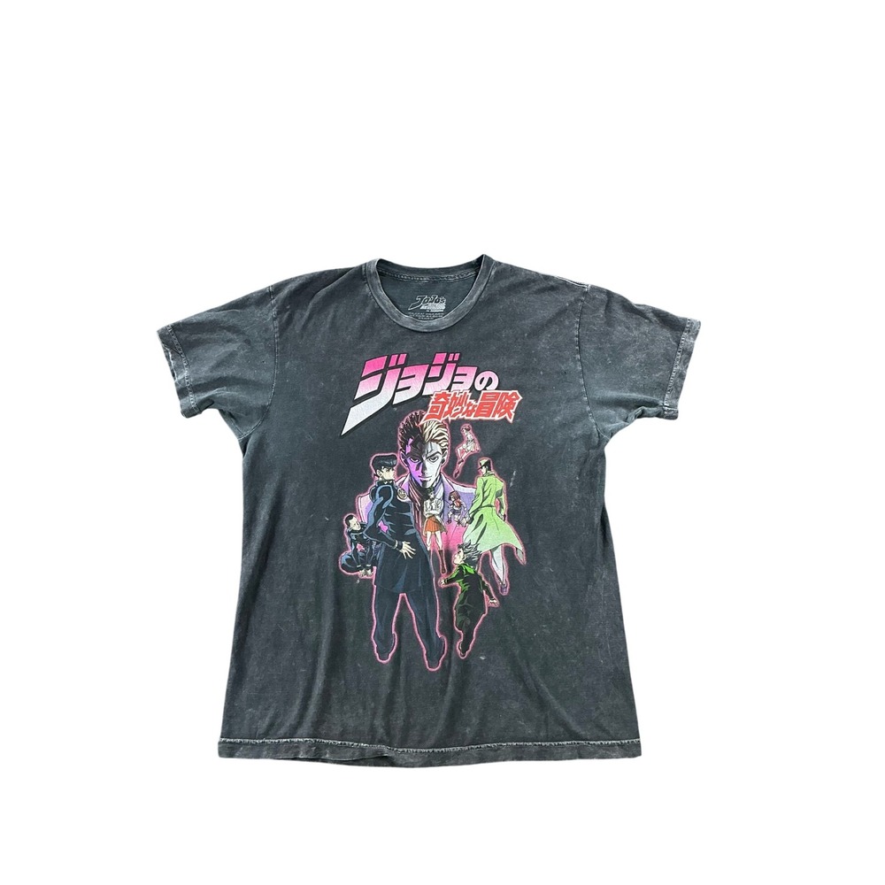 JoJo's Bizarre Adventure T-Shirt Mens Large Gray Acid Wash Anime Graphic Tee